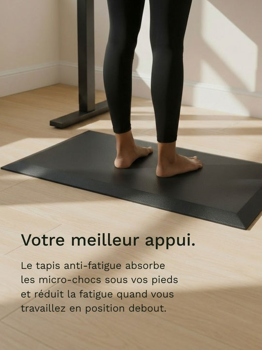 Le tapis antifatigue AUM WORLD réduit la fatigue lorsque vous travaillez en position debout