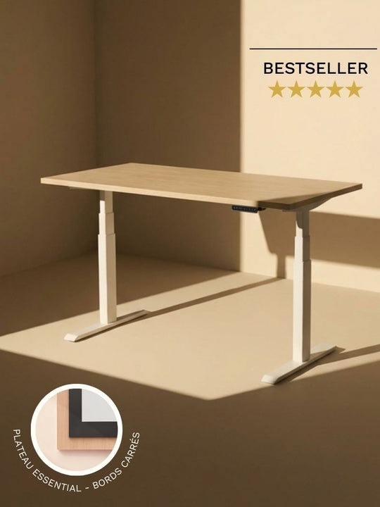 Bureau Assis Debout Electrique_ADVANCED GO_Plateau Coins carrés_ESSENTIAL