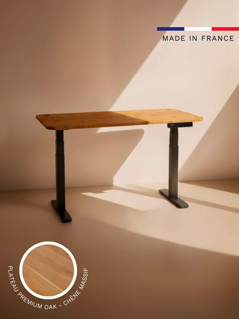 Advanced - Plateau Premium Oak | Bureau Assis Debout Électrique en Chêne Massif