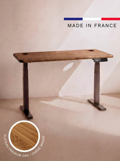 Advanced - Plateau Premium Oak | Bureau Assis Debout Électrique en Chêne Massif