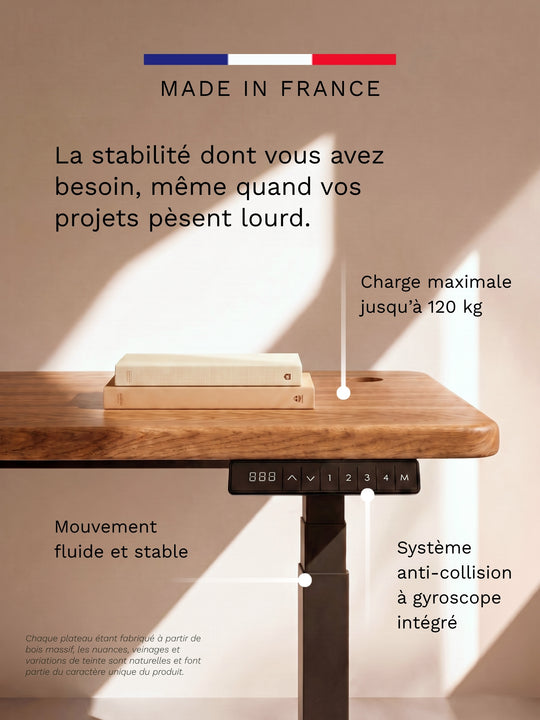 Bureau Assis Debout AUM WORLD ADVANCED avec plateau PREMIUM OAK supportant jusqu&