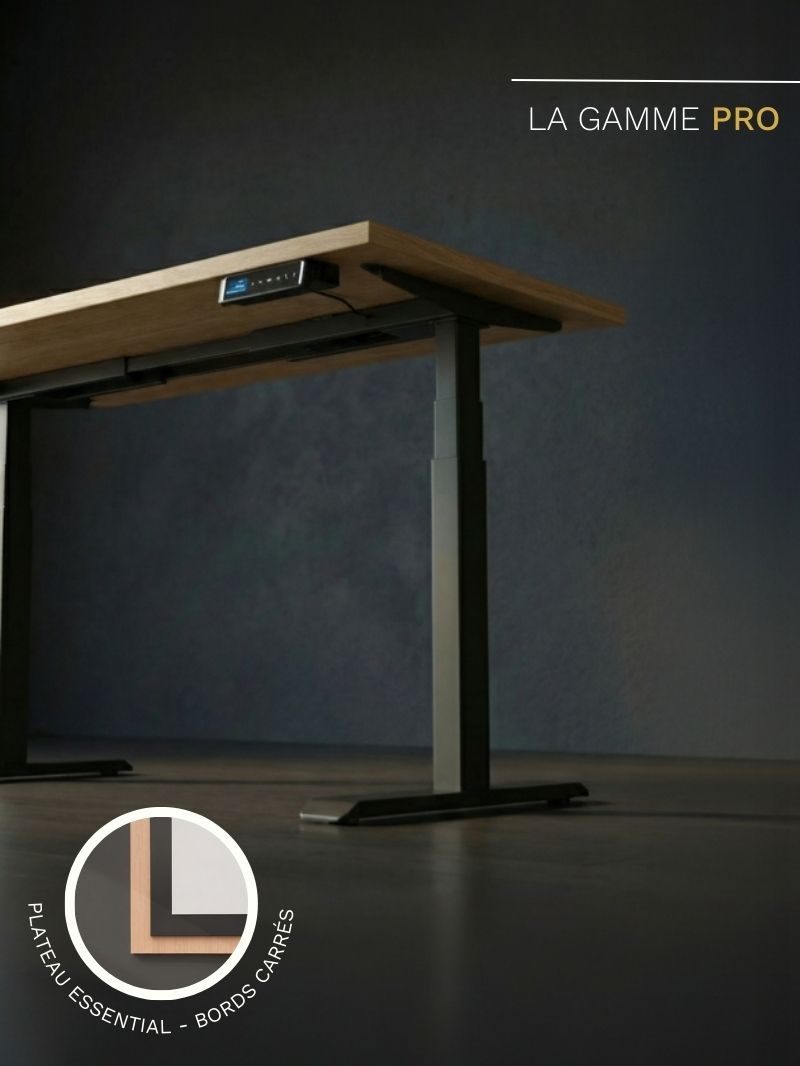 Bureau Assis Debout Electrique_ADVANCED PRO_Plateau en mélanimé_ESSENTIAL
