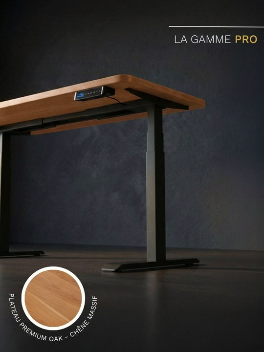 Bureau Assis Debout Electrique_ADVANCED PRO_Plateau en chêne massif_PREMIUM OAK