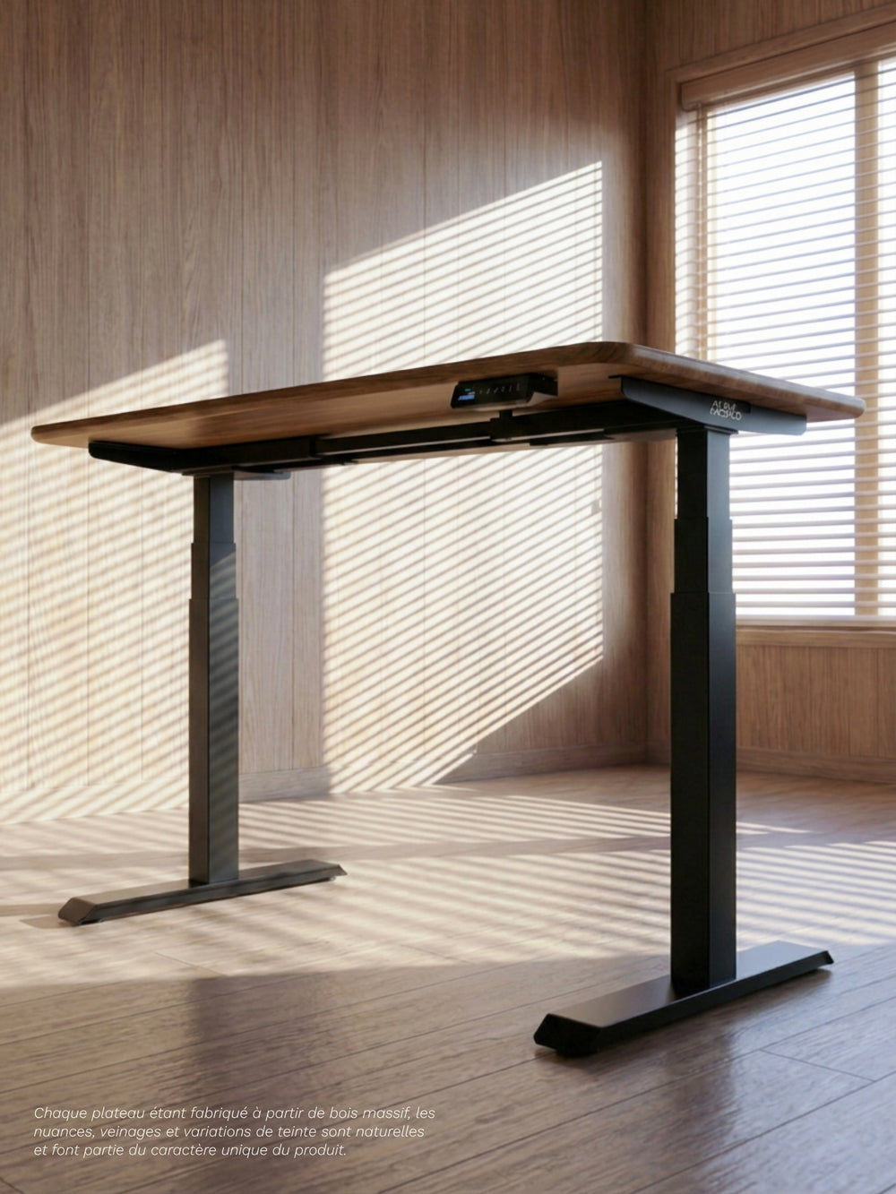 AUM WORLD - Bureau Assis Debout ADVANCED PRO en chêne massif pour un espace de travail premium.