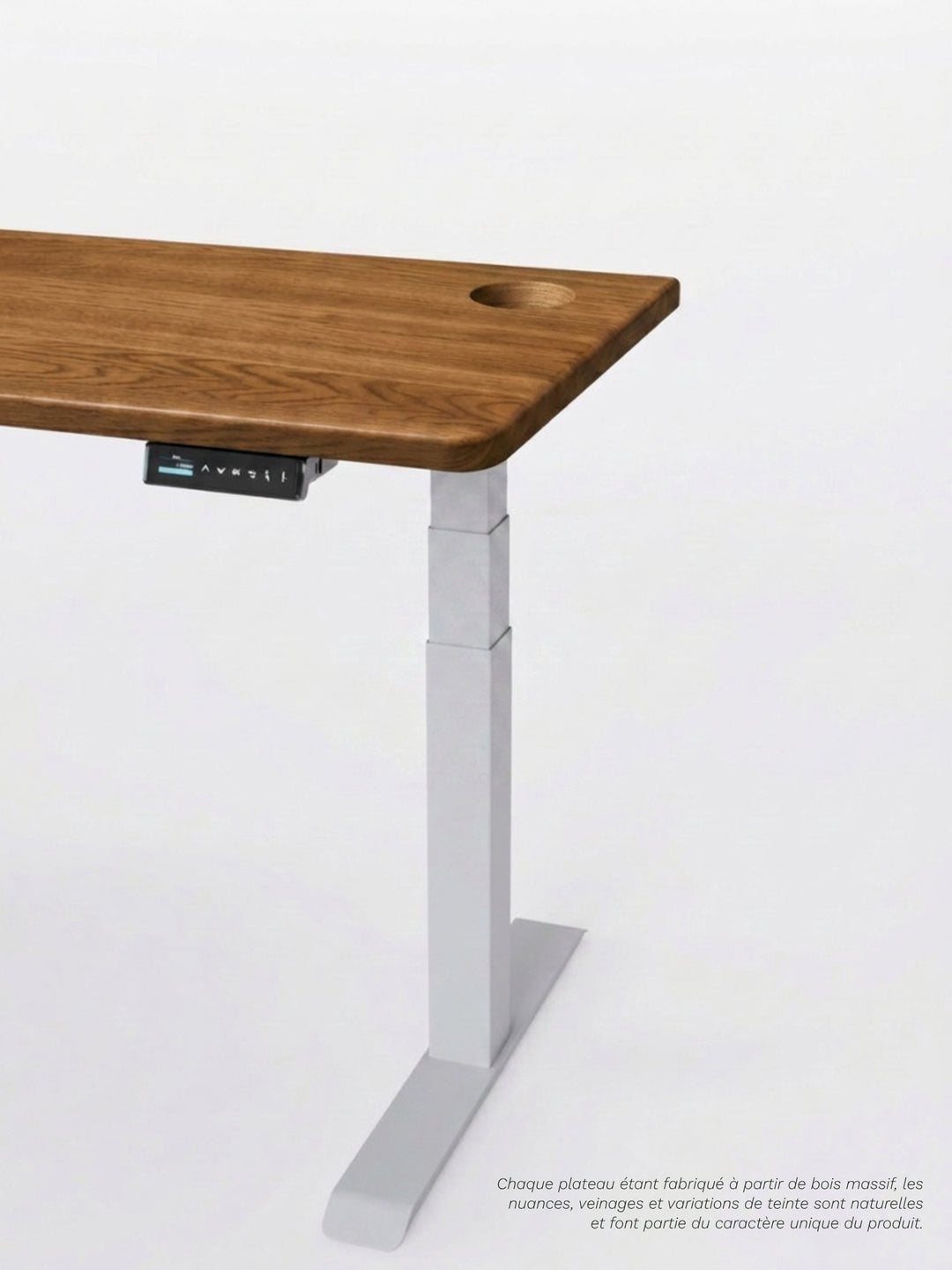AUM WORLD Détail du piètement blanc du bureau Assis Debout ADVANCED PRO.