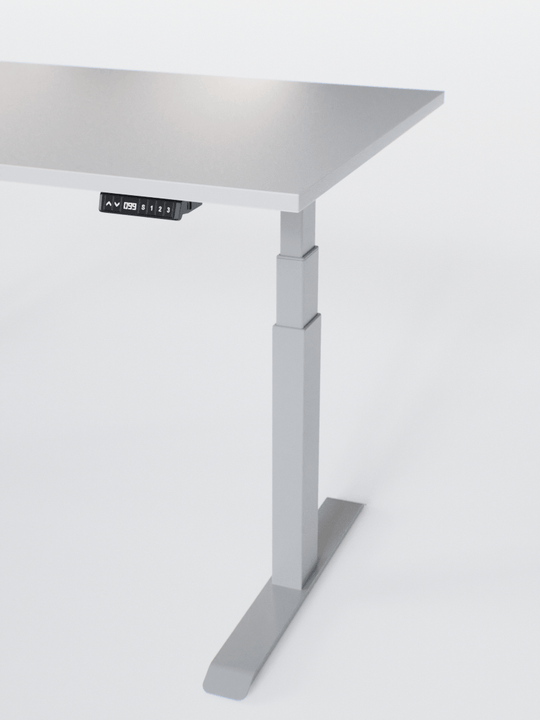 AUM WORLD_Bureau Assis Debout Électrique - ADVANCED LITE GO_Ports USB A_USB C_Gris_Plateau Blanc Premium_Vue Détaillée_Copyrights AUM WORLD_2024