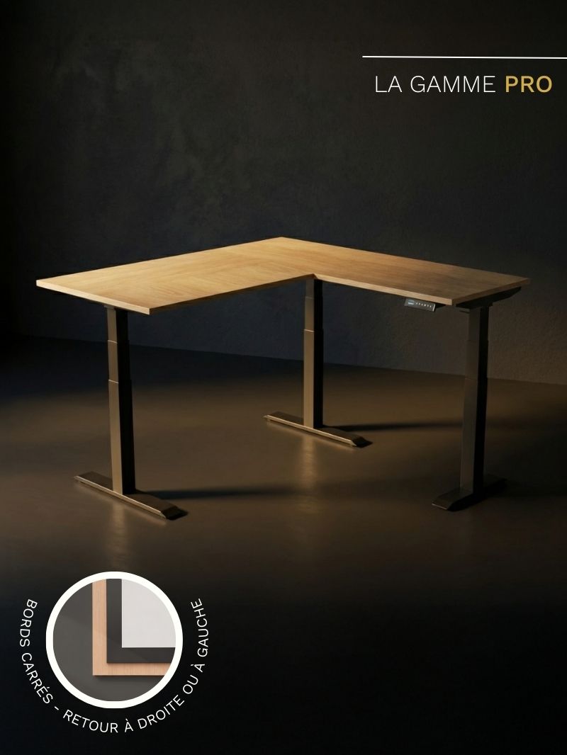 Tripod Pro - Plateau Essential | Bureau Assis Debout Électrique d'Angle