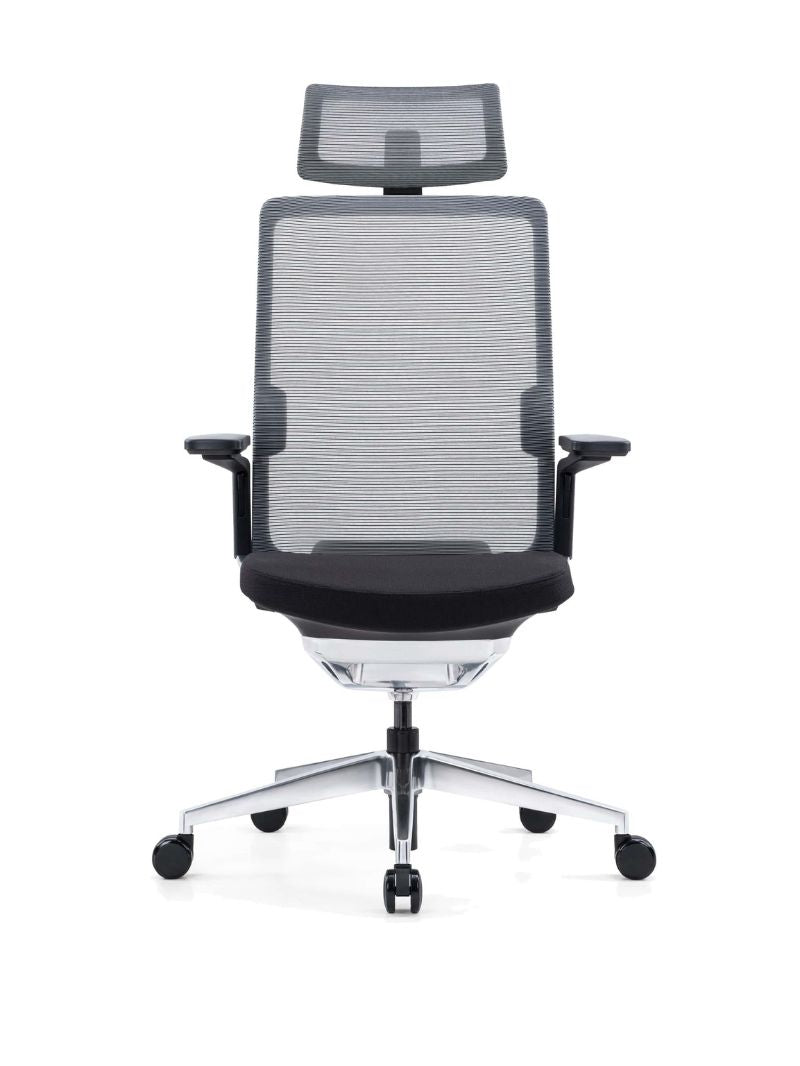 AW_CHAISE ERGONOMIQUE DE DIRECTION INVICTA_NOIR_AVEC APPUI-TETE_VUE FACE