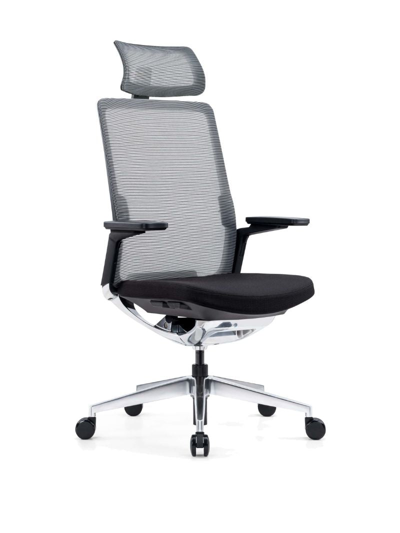 AW_CHAISE ERGONOMIQUE DE DIRECTION INVICTA_NOIR_AVEC APPUI-TETE_VUE 3/4 AVANT GAUCHE