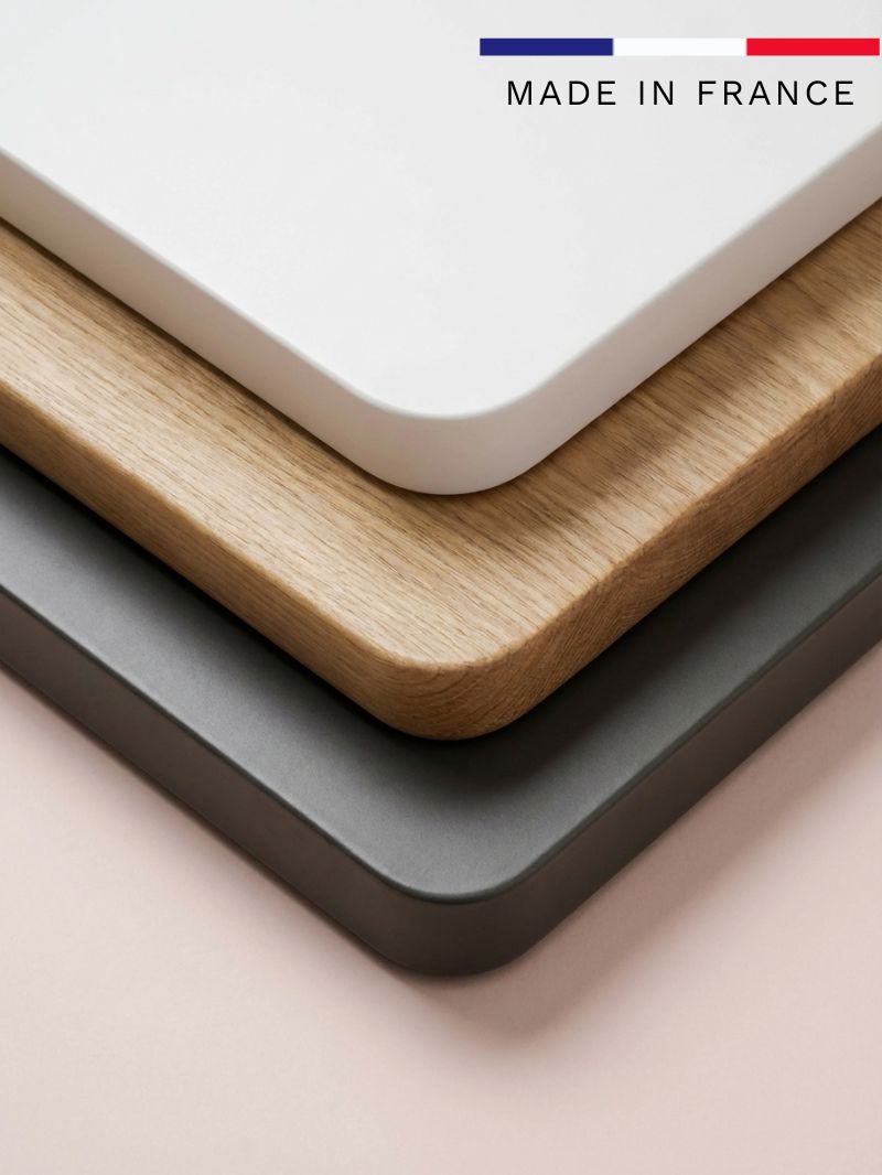 Auva | Plateau de Bureau en Bois Recyclé, 70 cm, Angles arrondis