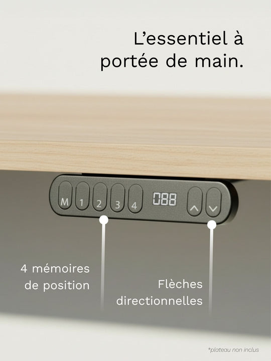Commande avec mémoires de position, bureau Assis Debout START