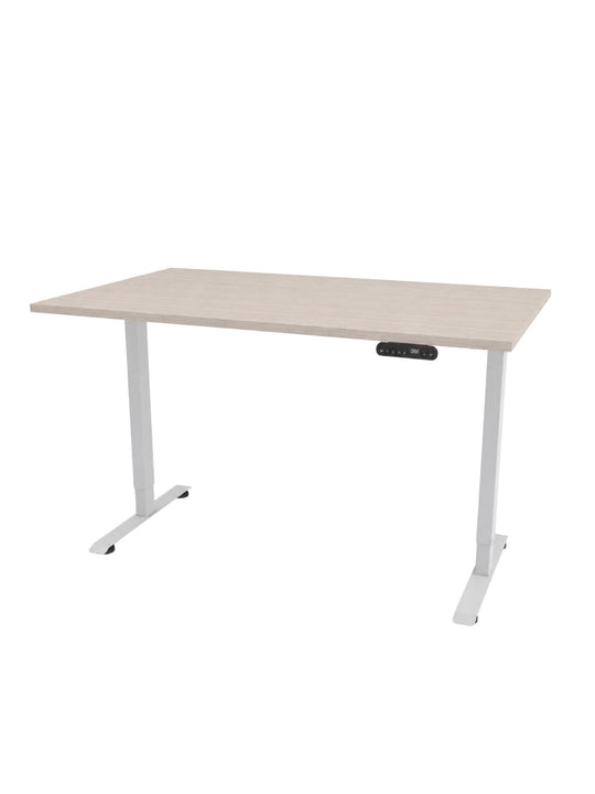 Bureau Assis Debout START pieds blancs plateau chêne clair