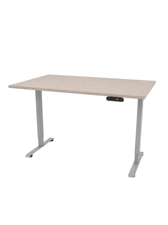 Bureau Assis Debout START pieds gris plateau chêne clair