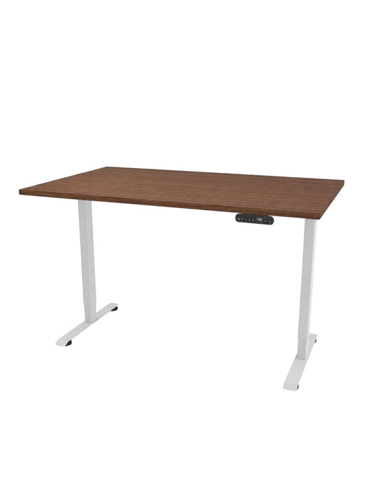 Bureau Assis Debout START pieds blancs plateau noyer