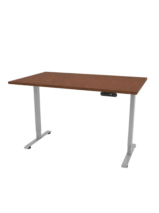 Bureau Assis Debout START pieds gris plateau noyer