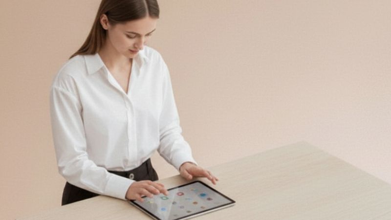 Personne Debout qui travaille à son bureau. Alternez les positions de travail
