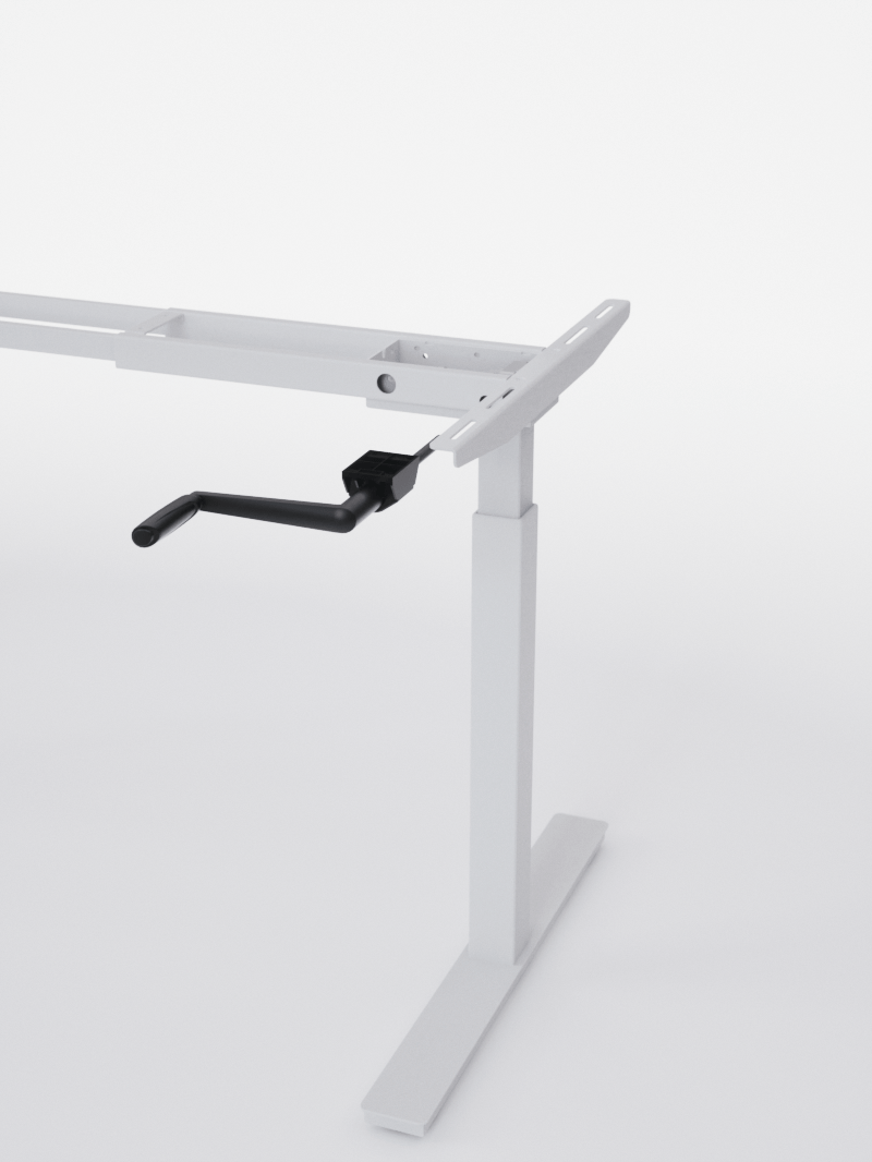 AUM WORLD_Pieds de bureau réglable en hauteur manuel Assis Debout_HANDY GO_BLANC_DETAIL_Copyrights_AUM WORLD¨_2023