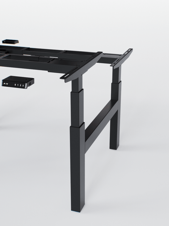 AUM WORLD_Pieds de Bench Réglable Électrique 2 Postes de Travail - Ports USB A &amp; C - DUO GO_NOIR_ZOOM_Copyrights_AUM WORLD®_202409