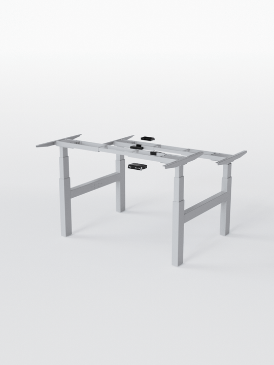 AUM WORLD_Pieds de Bench Réglable Électrique 2 Postes de Travail - Ports USB A &amp; C - DUO GO_GRIS_Copyrights_AUM WORLD®_202409