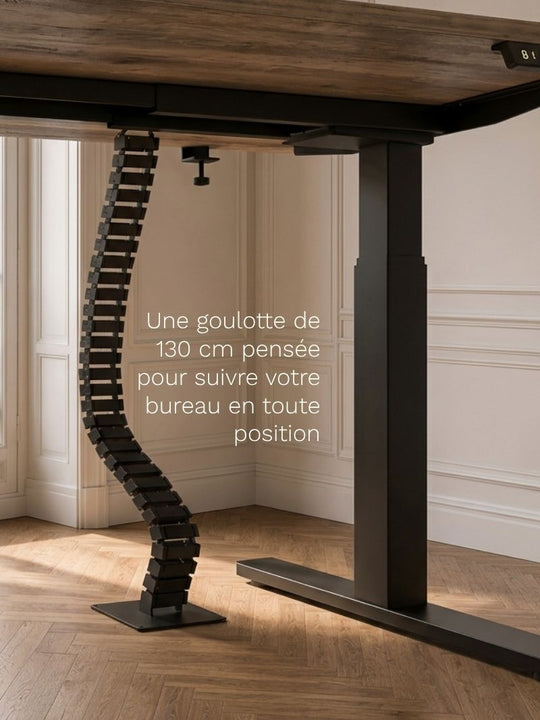 Goulotte Passe-Cables Verticale | 130 cm_Pour suivre votre bureau en toute position